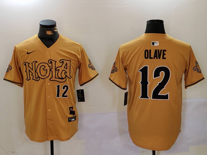 Men New Orleans Saints #12 Olave Yellow Joint Name 2024 Nike Limited NFL Jersey style 9123